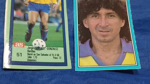 RARE SET STICKER AS #51 #76 MÁGICO GONZÁLEZ CADIZ EL SALVADOR 1989 1990 1991 - Imagen 3 de 4