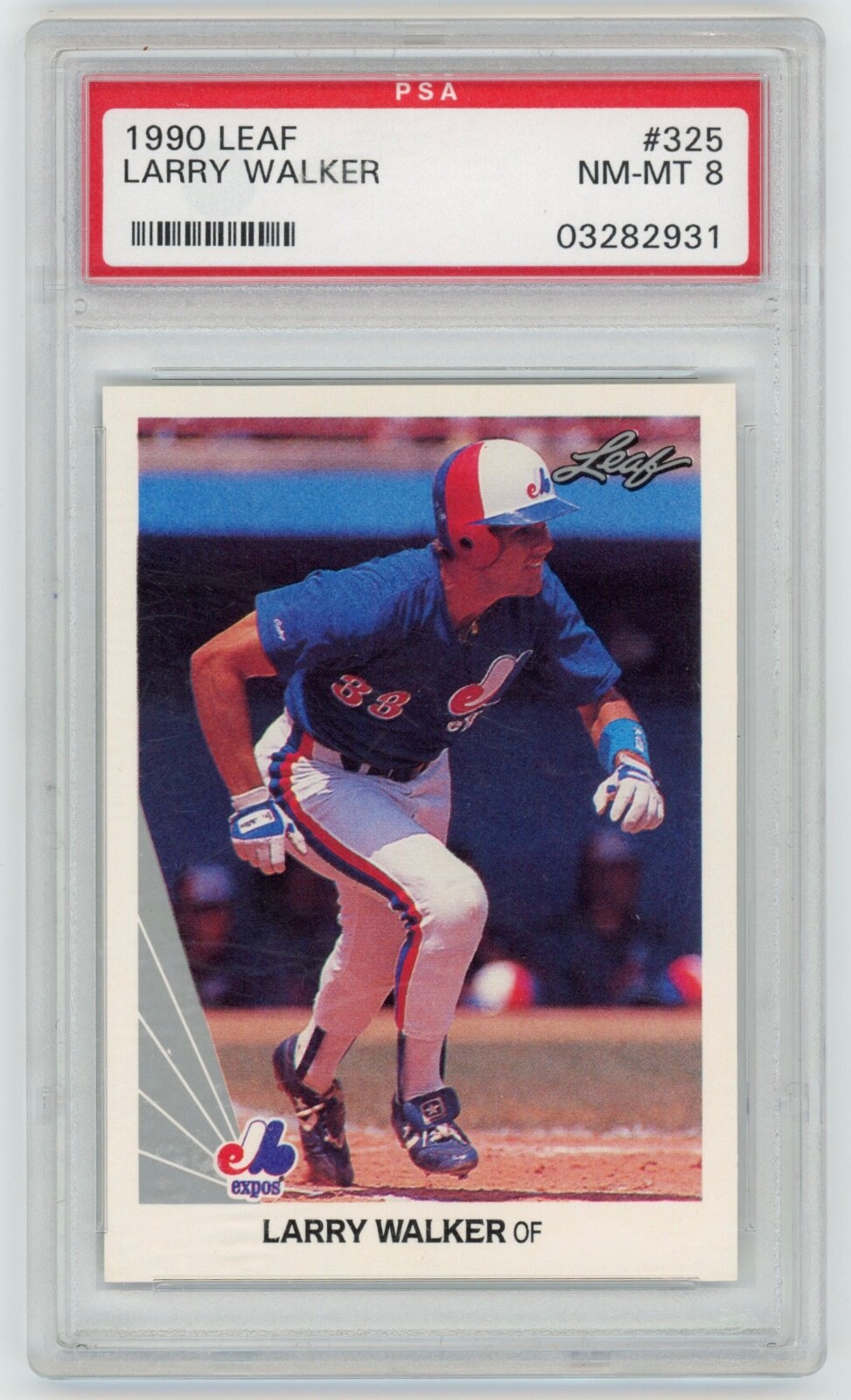 Larry Walker - 1990 Leaf RC PSA 8 NM-MT #325 - Expos, Rockies, MLB HOF