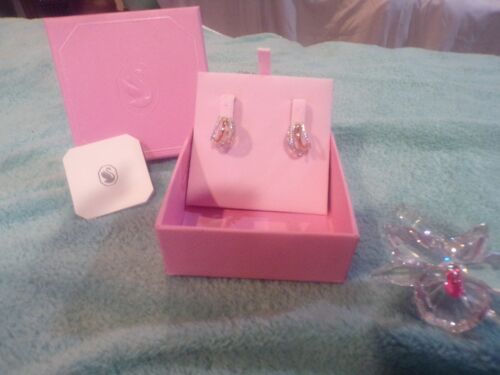 NIB Swarovski HYPERBOLA HOOP PE 3/4" Earrings Crystal #5689718 Pink Box SWRT