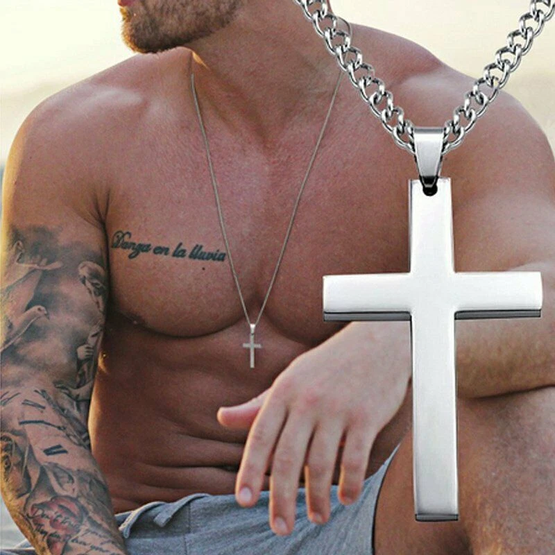 Big cross necklace clearance mens