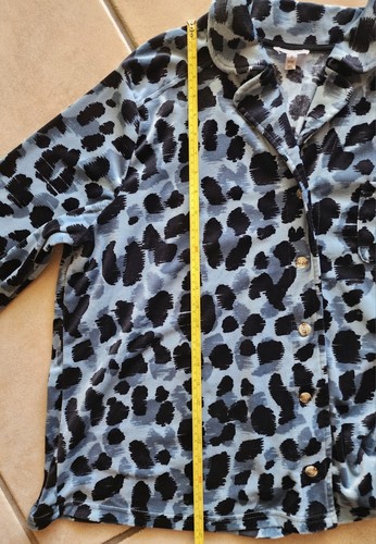 Women’s Size 2XL Velour Animal Print Lounge Set PJ'S Como Blu Gray Black 2 pcs - Picture 7 of 10