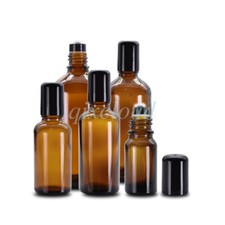 5ml-100ml Empty Amber Glass Essential Oil Roll on Bottles with Metal Roller ball