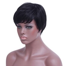 Fashion Short Hair Pixie Cut American African Full Women Natural Black Wigs