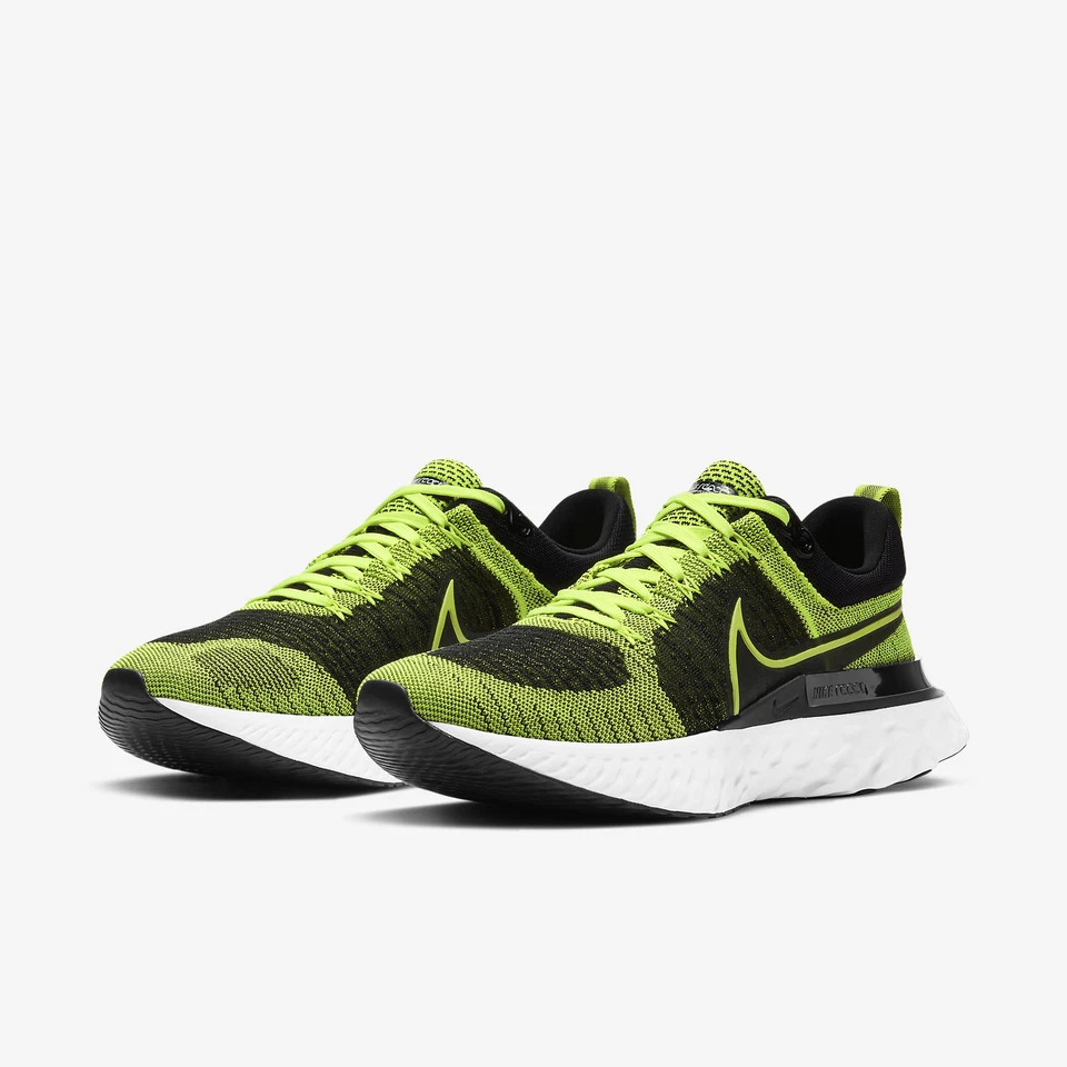 Nike React Infinity Run Flyknit 2 Volt Green Black CT2357-700 sz 10 Men's - Image 3 of 4