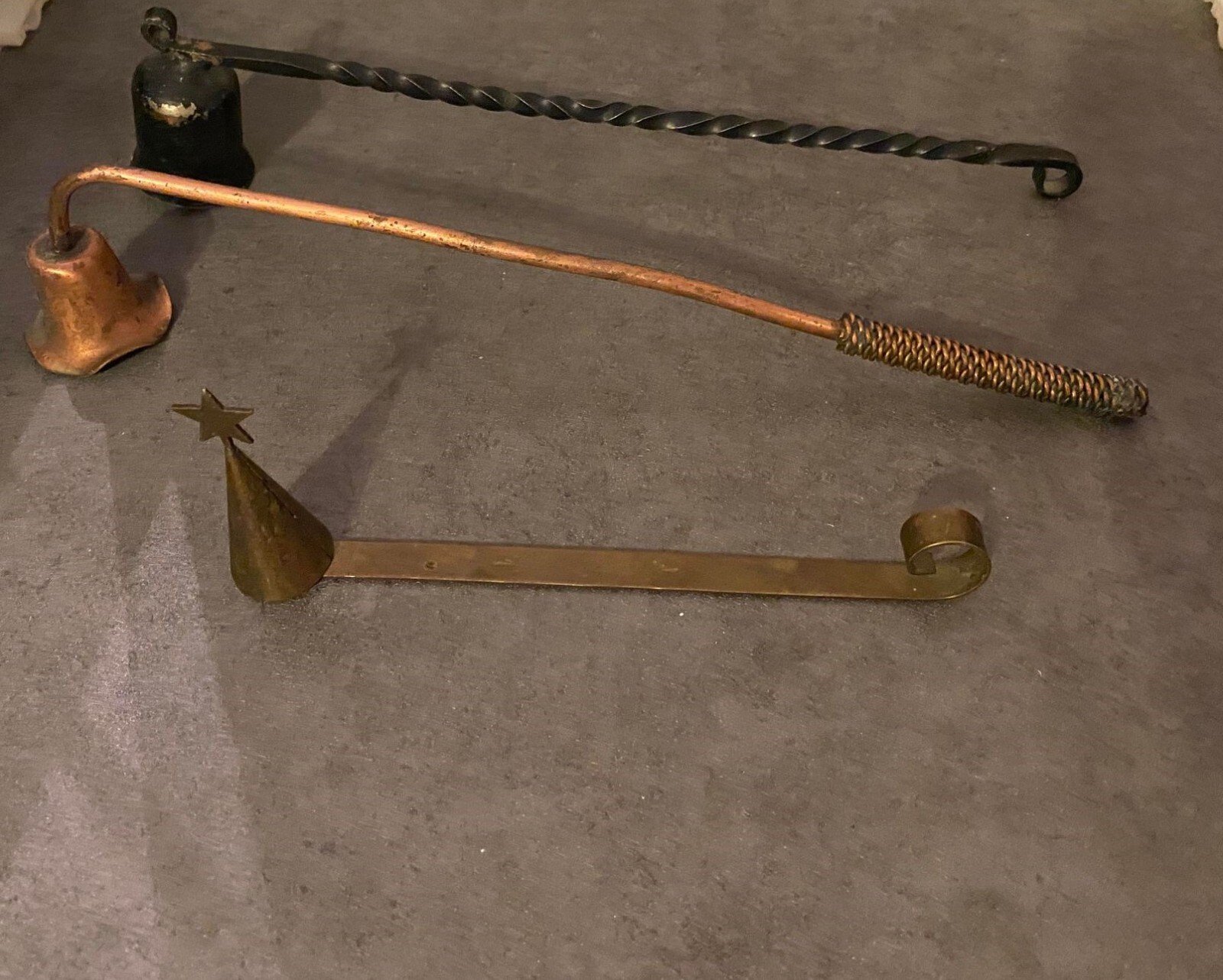 3 Vintage Candle Snuffers Copper Brass eBay