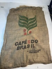 Burlap Coffee Bag Sack Cafes Do Brasil Exported to Royal Coffee 40”x26”