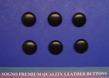 6 MADE IN USA 5/8" black genuine soft leather covered jacket buttons, metal loop