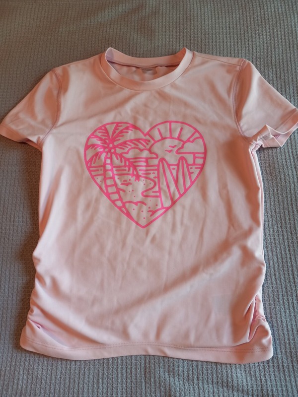 Old Navy Girls Pink Heart Palm Tree Rash Guard Girls Size Medium (8)