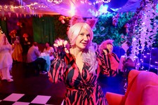 Cheshire Cat Costume Adult Alice in Wonderland Halloween Fancy Dress Sz L Wig