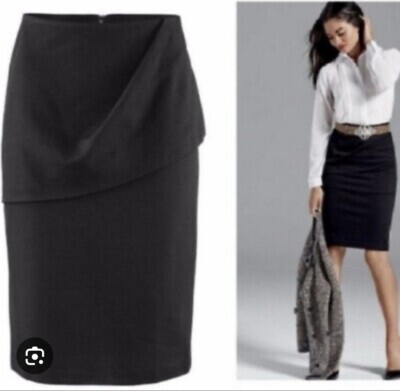 Cabi #3140 Womens Overlay Pencil Skirt Black Sz 8