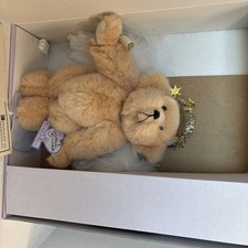 Annette Funicello Collectable Bear Beigh Jointed Teddy Bear Angel with Angel Pin