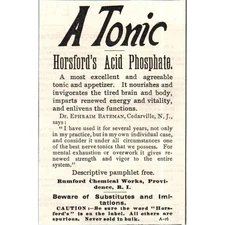 A Tonic - Horsford's Acid Phosphate Rumford Chemical Works c1890 Ad AE8-CH7