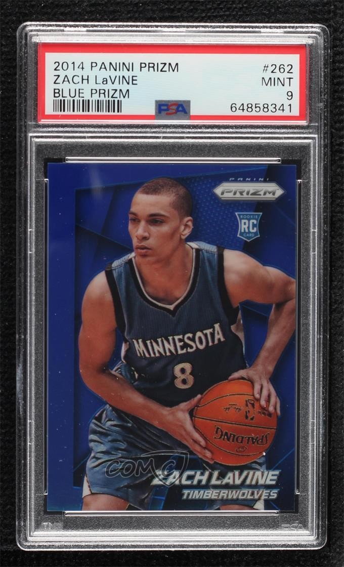 2014-15 Panini Prizm Blue Prizm 86/99 Zach LaVine #262 PSA 9 MINT Rookie RC fb8