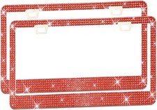 2pcs Bling License Plate Frame Rhinestone Stainless Steel White Glitter Caps 2pcs Bling License Plate Frame Rhinestone Stainless Steel White Glitter Caps