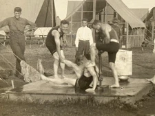 Antique Real Photo Postcard Rppc Ww1 Soldiers Hazing Shenanigans Sea Girt Nj