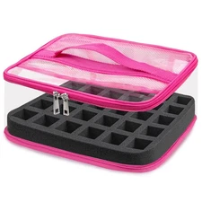 Nail Polish Organizer, Holds 30 Bottles, Clear Storage Case, Portable, Rose Red