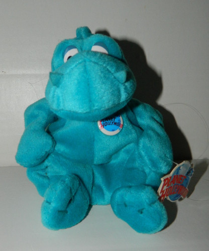 VTG 1997 Planet Hollywood Bubba Blue Dinosaur Beanie Plush Collectible Toy w/Tag