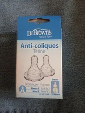 Dr. Brown's Original Nipple Anti-colic, Medium Flow Level 2 (3m+), 2 Count