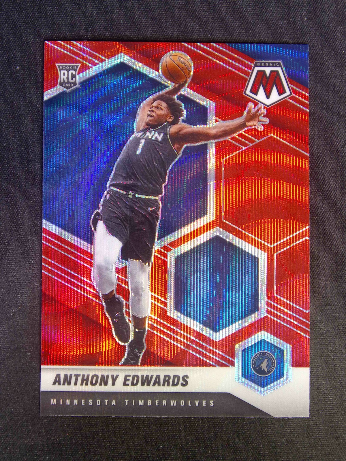 2020-21 Panini Mosaic Anthony Edwards #201 RC Rookie Red Wave