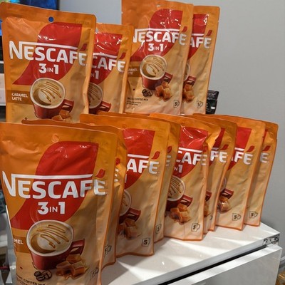 3 NEW Nescafe 3 In 1 CARAMEL LATTE Instant Coffee Mix 4.06 oz, 11 HOT COLD 