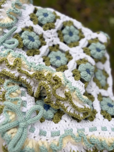 Blue Flower Garden Baby Blanket