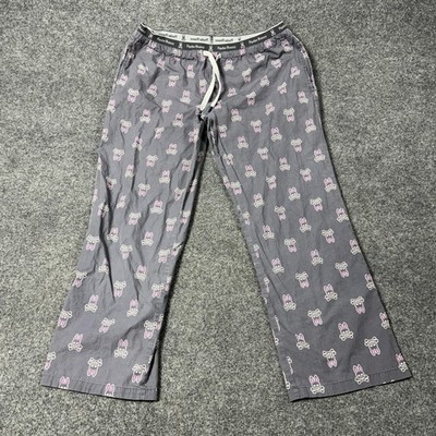 Psycho Bunny Pajama Pants Womens Medium Gray Skull Bunny Print