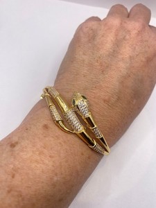 Authentic Vintage Snake Wrap Bracelet Jewelry Gold Plated Bangle For Women 925 Silver