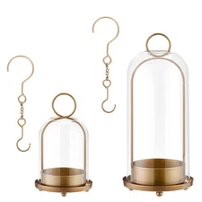 Candle Holder Lanterns, Handcrafted Metal & Glass with Modern Aesthetic Desig...