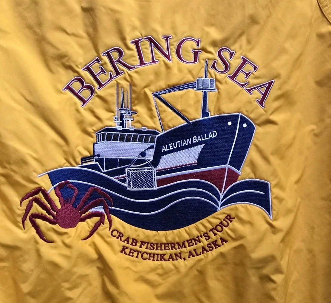 Nueva Chaqueta de Bombardero Alaska Crab Fishermens Tour Bordada Forrada de Vellón Talla XL