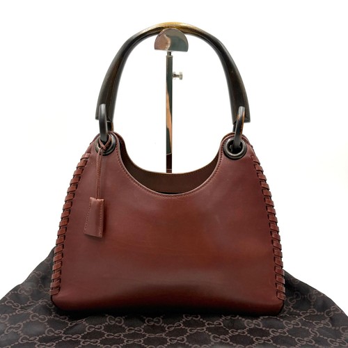 GUCCI Tom Ford Era Woven Leather Shoulder Bag Burgundy 106237 Y2K