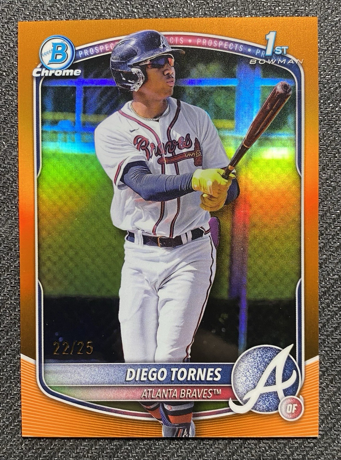 2025 Bowman Chrome Diego Tornes 1st True Orange /25! Atlanta Braves! # BCP-214