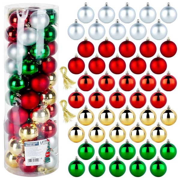 Weihnachtskugeln Tannenbaumkugeln Weihnachtskugelset Bruchsicher Silbern Rot Grü-image