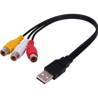 USB auf 3 Cinch Adapterkabel 0,3 m Audio-Video AV-Composite für TV/PC