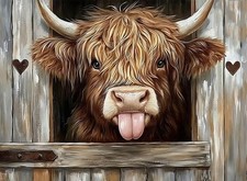 Diamond Art Kits for Adults Beginner, Highland Cattle DIY Modern Diamond Pain...