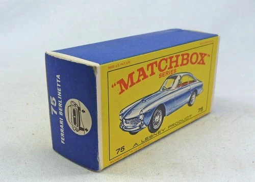 Lesney Matchbox Toys MB75b Ferrari Berlinetta ORIGINAL Empty E2 Type Box Blue