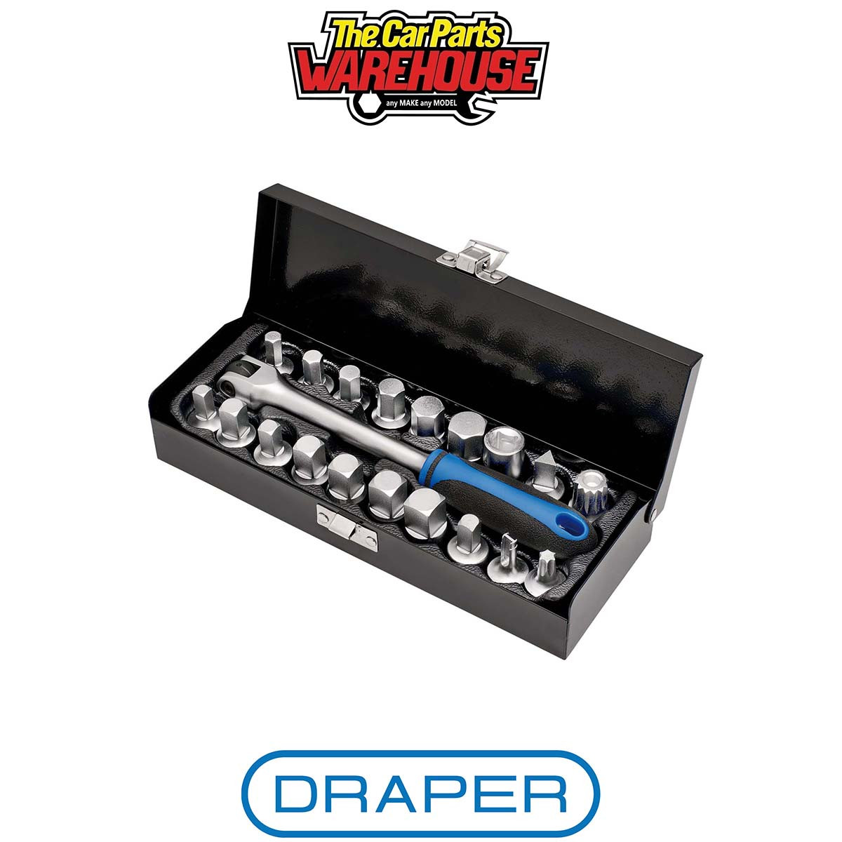 Draper 12396 Oil Drain Sump Plug Key Set 3/4"" Sq Dr (20 Piece)