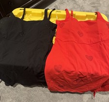 Valentine Square Neck Heart Dresses. Size L (Black Beauty & True Red)