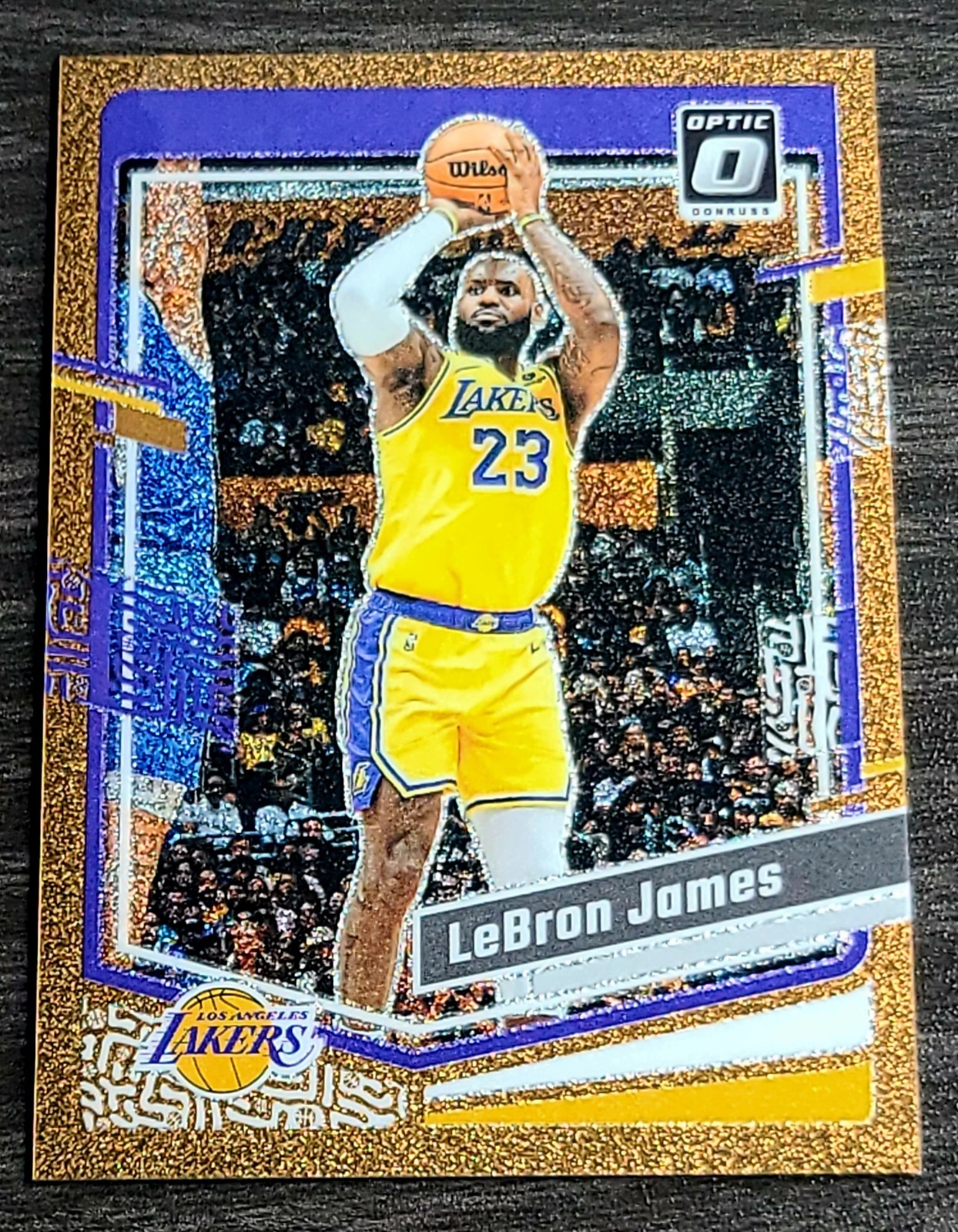 LEBRON JAMES /99 - 2023-24 Panini Optic Copper Glitter - LA Lakers *SOFT CORNER*