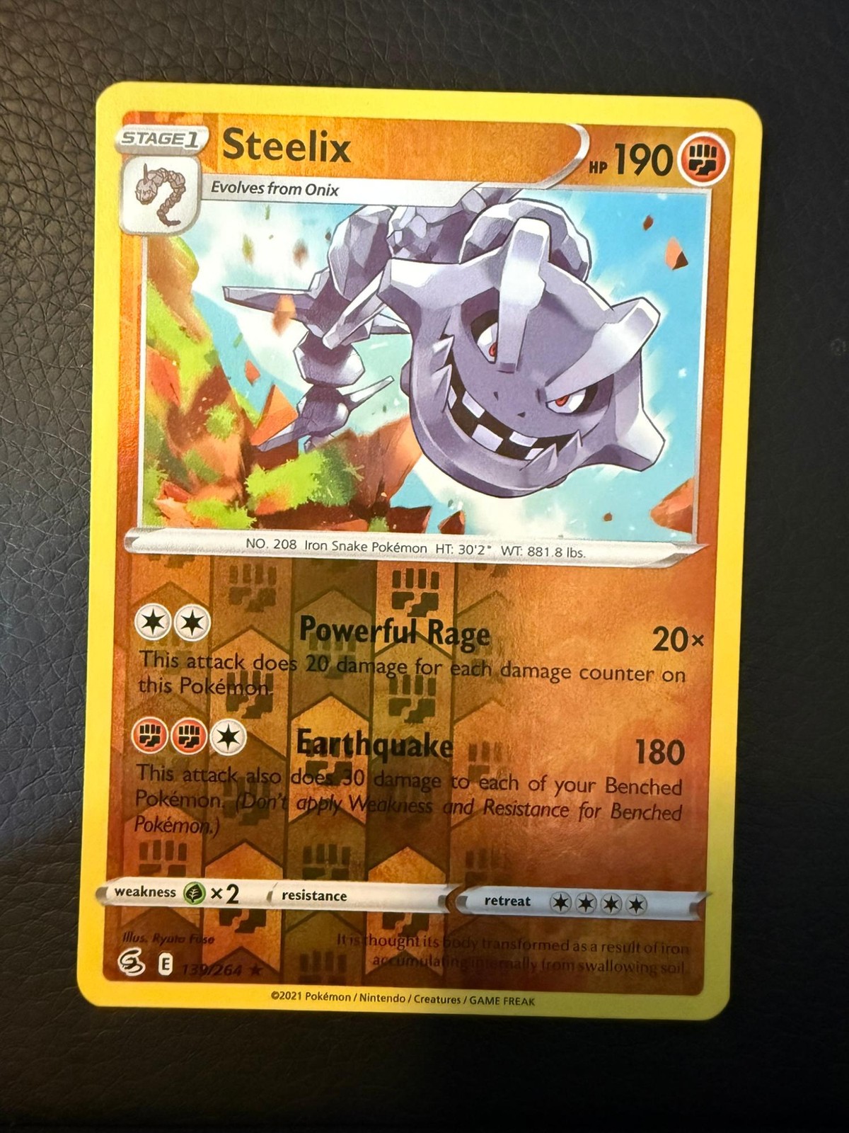 Steelix 139/264 Holo Rare Fusion Strike Pokemon Reverse Holo Lightly Played