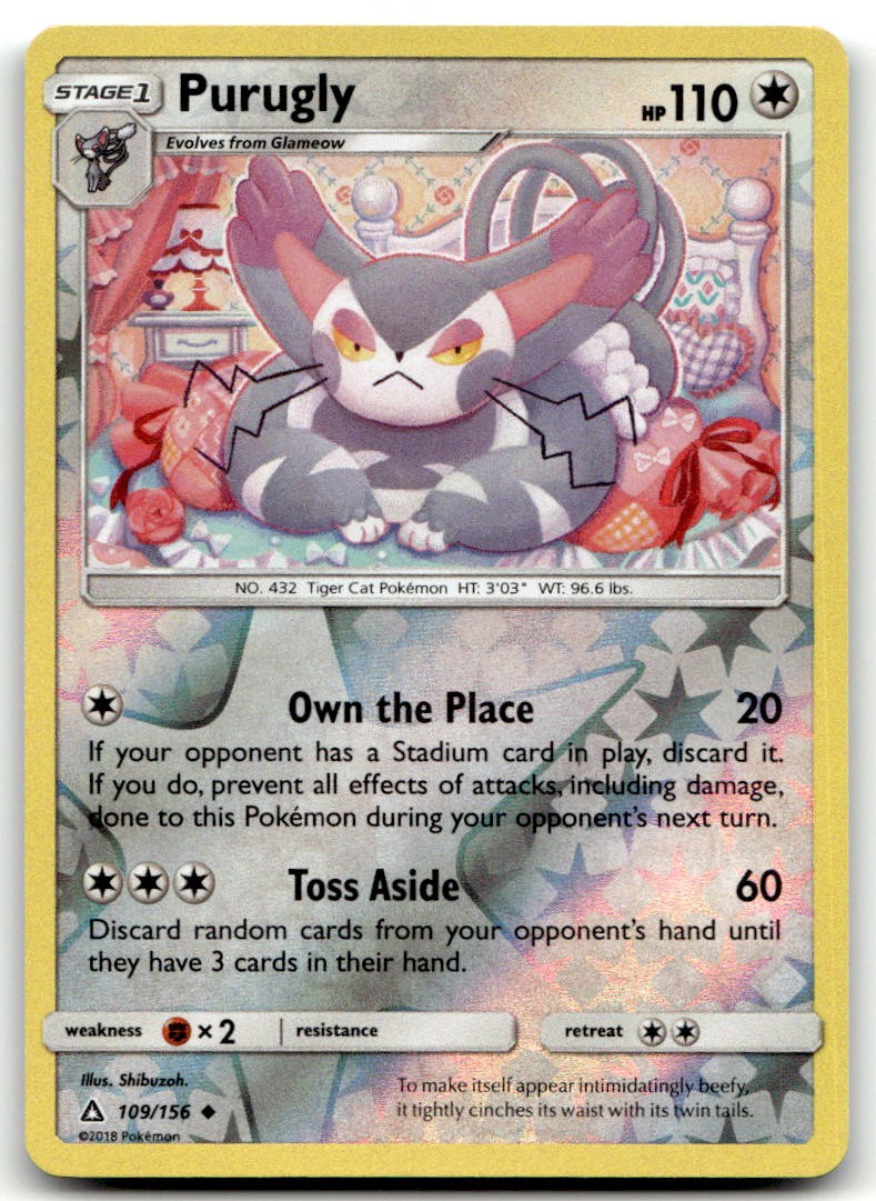 Purugly 109/156 Uncommon Ultra Prism Pokemon Reverse Holo Near Mint