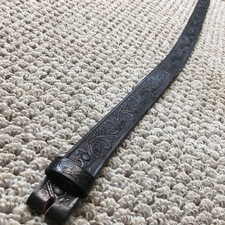 Vintage Tony Lama Leather Western Cowboy Belt Size 24 Black Tooled Boys Girls