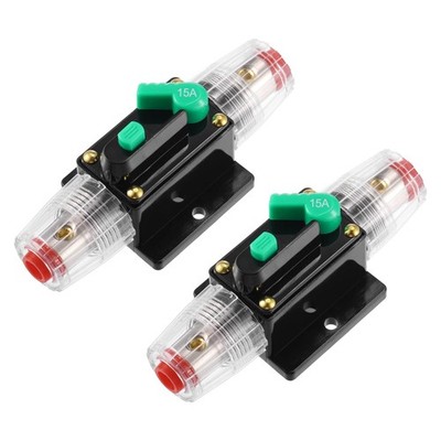 2 Pcs DC 12V- 48V 15Amp Car Circuit Breaker with Manual Reset Inline Fuse Hol...