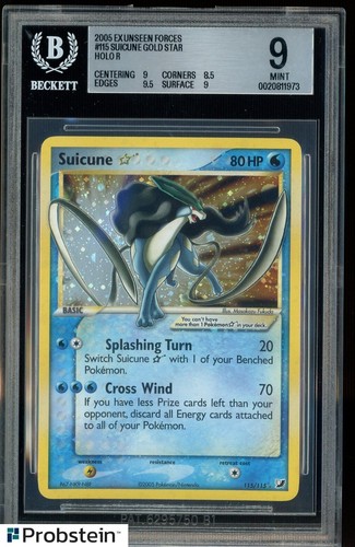 2005 Pokemon Gold Star EX Unseen Forces #115 Suicune Holo BGS 9 MINT
