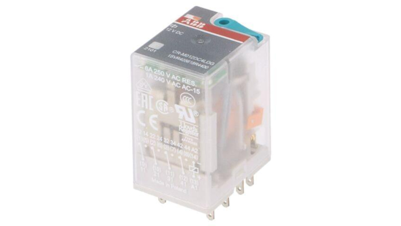 CR-M012DC4LDG Electromagnetic Relay, 4PDT, Coil Voltage: 12VDC, 250VAC Ma /T2UK