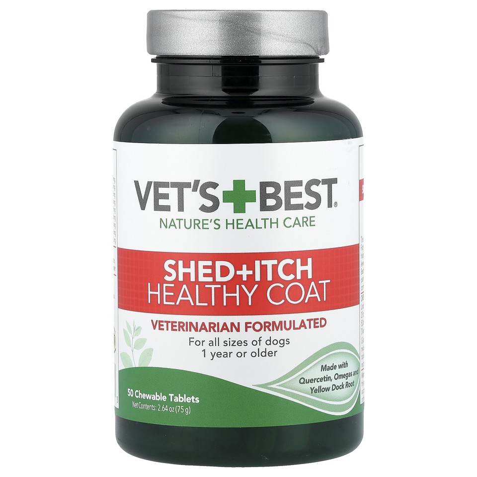 Shed + Itch Healthy Coat, For Dogs, All Sizes, 1 Year+, 50 Chewable Tablets,