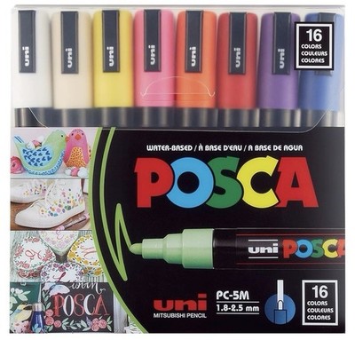 POSCA 16 Colors Paint Marker Set, PC-5M 1.8-2.5mm PC-5M Brand New