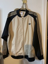 adidas Originals SST TT Men's Full Zip Track Jacket Beige/Black Striped L