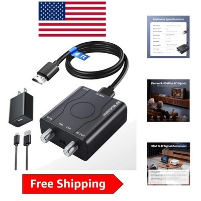 1080P HDMI to RF Converter with Power Adapter - Compatible with Antenna TVs