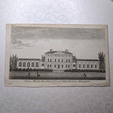 Original Antique 1787 Engraving Cane Wood  Mansfield Copper Plate England