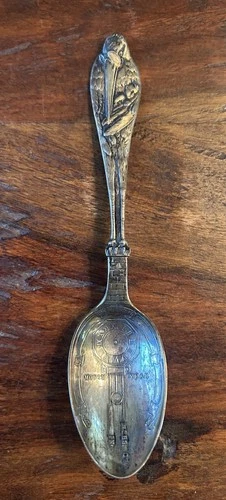 ANTIQUE STORK STERLING SILVER BIRTH RECORD NON ENGRAVED SPOON 37ish grams